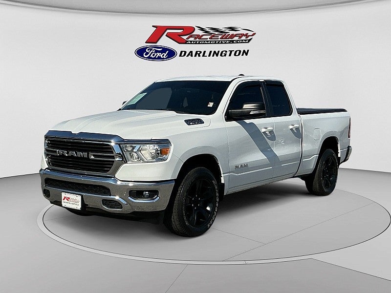 2021 RAM 1500 Big Horn/Lone Star in White — front three-quarter view